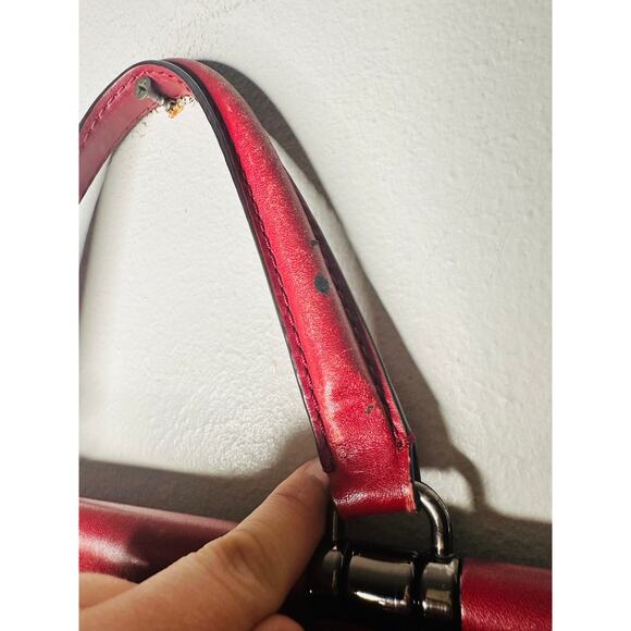 COACH Rustic Red Pebbled Leather Turnlock Closure Drifter Top Handle Hand Bag - Picture 8 of 11